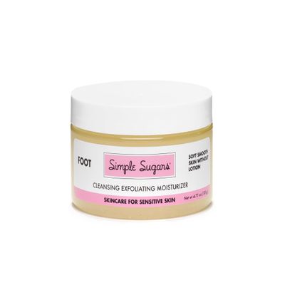 Simple Sugars Happy Feet Peppermint Foot Cleansing Exfoliating Moisturizer - Formulated for Sensitive Skin, Eczema, Dry Skin, Psoriasis, Keratosis Pilaris