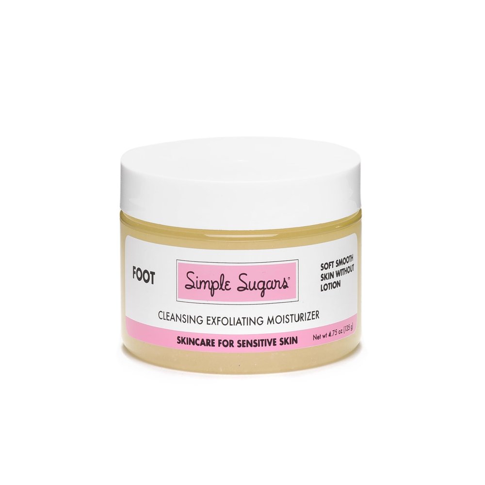 Simple Sugars Happy Feet Peppermint Foot Cleansing Exfoliating Moisturizer - Formulated for Sensitive Skin, Eczema, Dry Skin, Psoriasis, Keratosis Pilaris