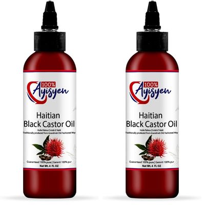 100% AYISYEN Haitian Black Castor Oil (Pack of 2)