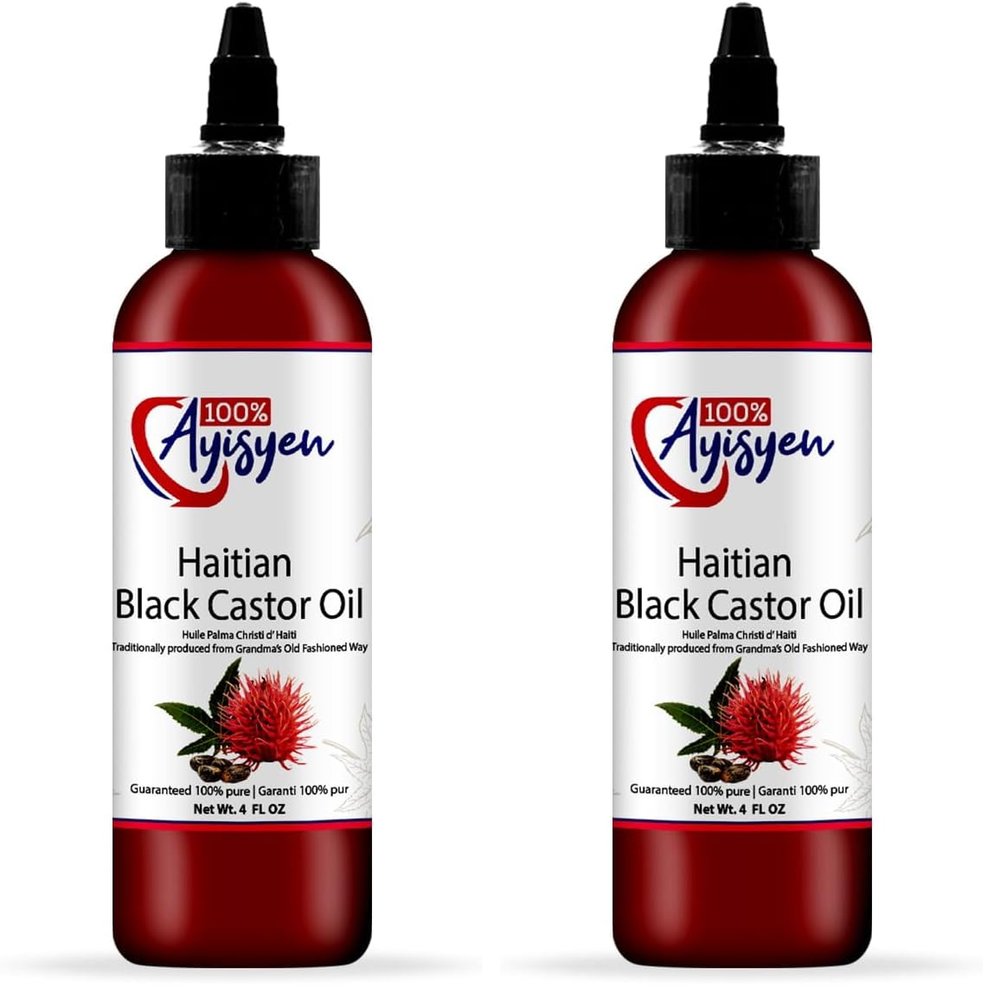 100% AYISYEN Haitian Black Castor Oil (Pack of 2)