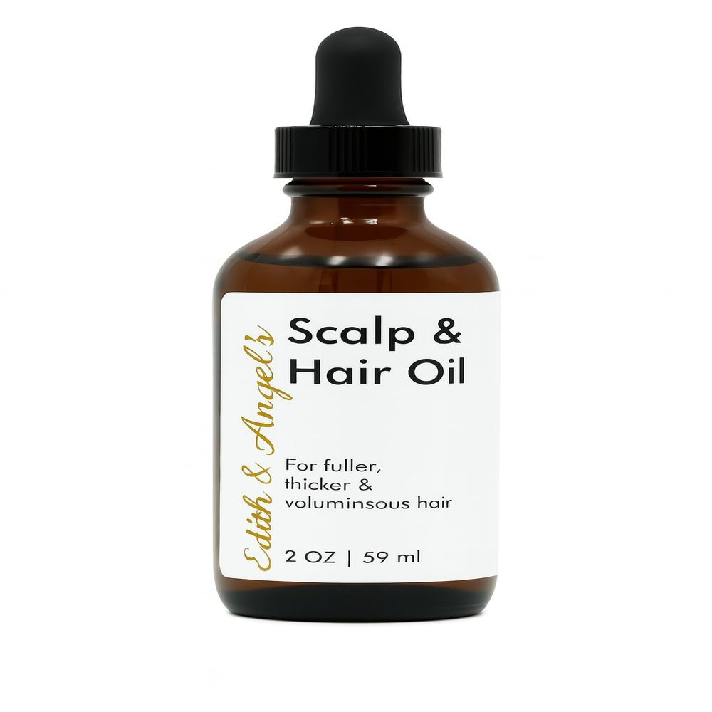 Edith & Angel's Scalp and Hair Oil for Hair Growth, Anti-Breakage Treatment, Promotes Thicker Fuller Hair, Volumizing & Strengthening, with Olive & Jojoba Oil- Soy & Coconut Free- 2 oz