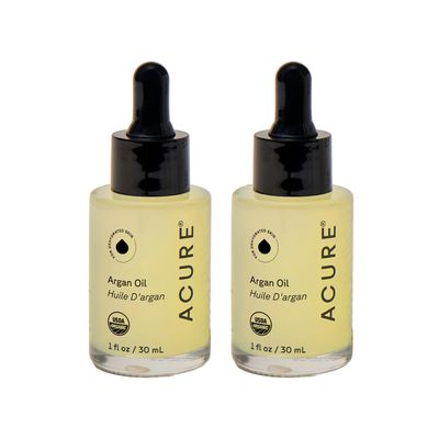 Acure The Essentials Argan Oil - Organic Argan Oil for Hair & Skin, Pure Renewing Moisture for Face & Body, Carrier Oil for Essential Oils, Vegan, Natural, Cold Pressed - 1 fl oz (2 Pack)