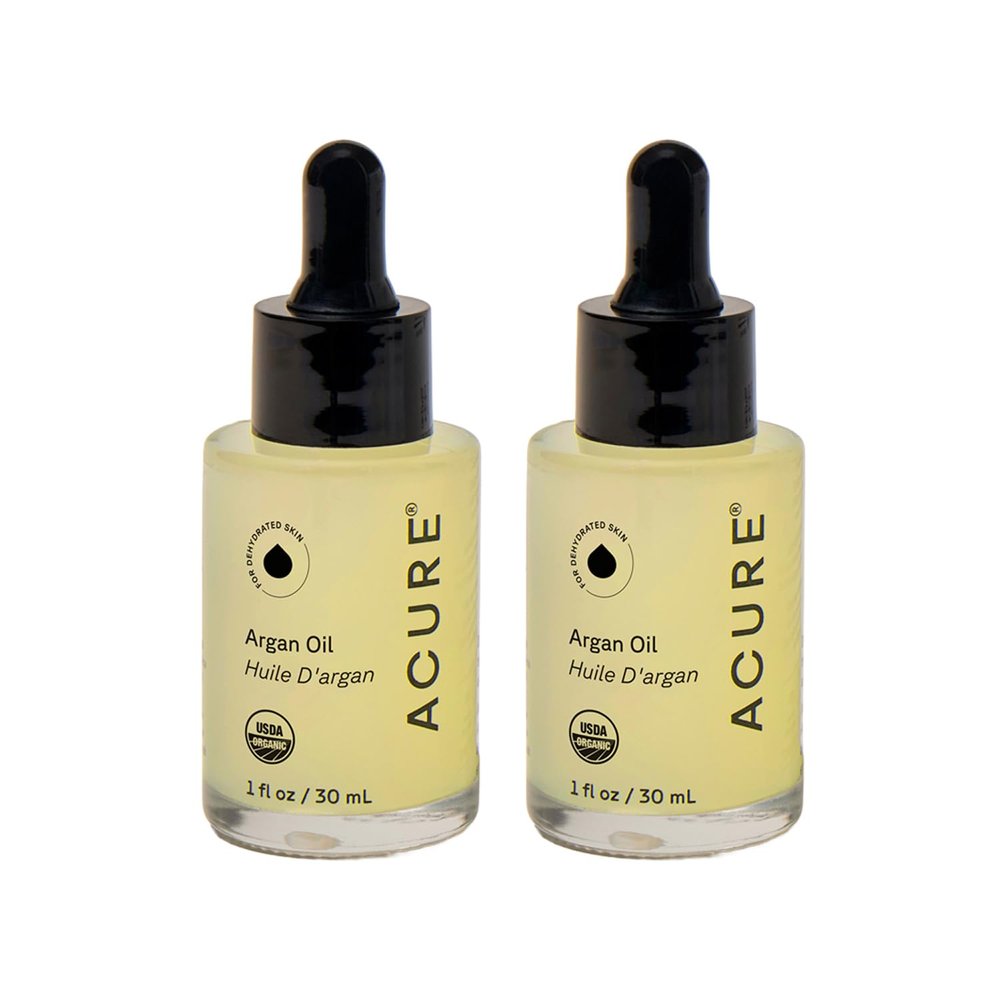 Acure The Essentials Argan Oil - Organic Argan Oil for Hair & Skin, Pure Renewing Moisture for Face & Body, Carrier Oil for Essential Oils, Vegan, Natural, Cold Pressed - 1 fl oz (2 Pack)