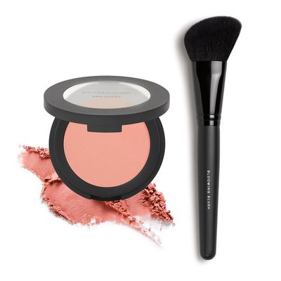 bareMinerals Gen Nude Powder Blush, Mineral-Based Pressed Powder + Blooming Makeup Blush Brush Bundle