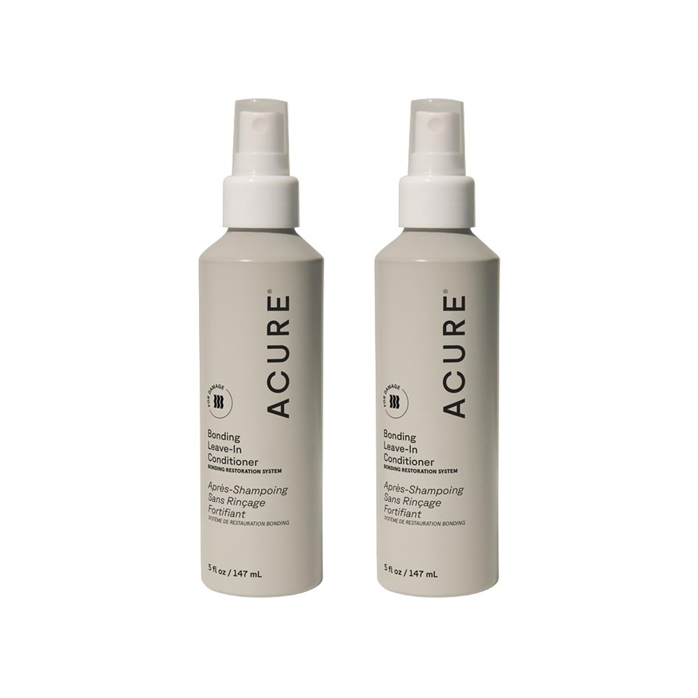 Acure Bonding Leave-In Conditioner - Leave in Conditioner Spray for Women & Men, Moisture Treatment to Repair Dry, Damaged, Color Treated Hair, Protect & Smooth Straight & Curly Hair- 5 fl oz (2 Pack)