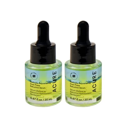Acure Radically Rejuvenating Dual Phase Bakuchiol Serum - Bakuchiol Oil Serum for Face, Anti Aging Retinol Alternative for Wrinkles & Fine Lines, Cold Pressed Botanical Oils, 0.67 fl oz (2 Pack)