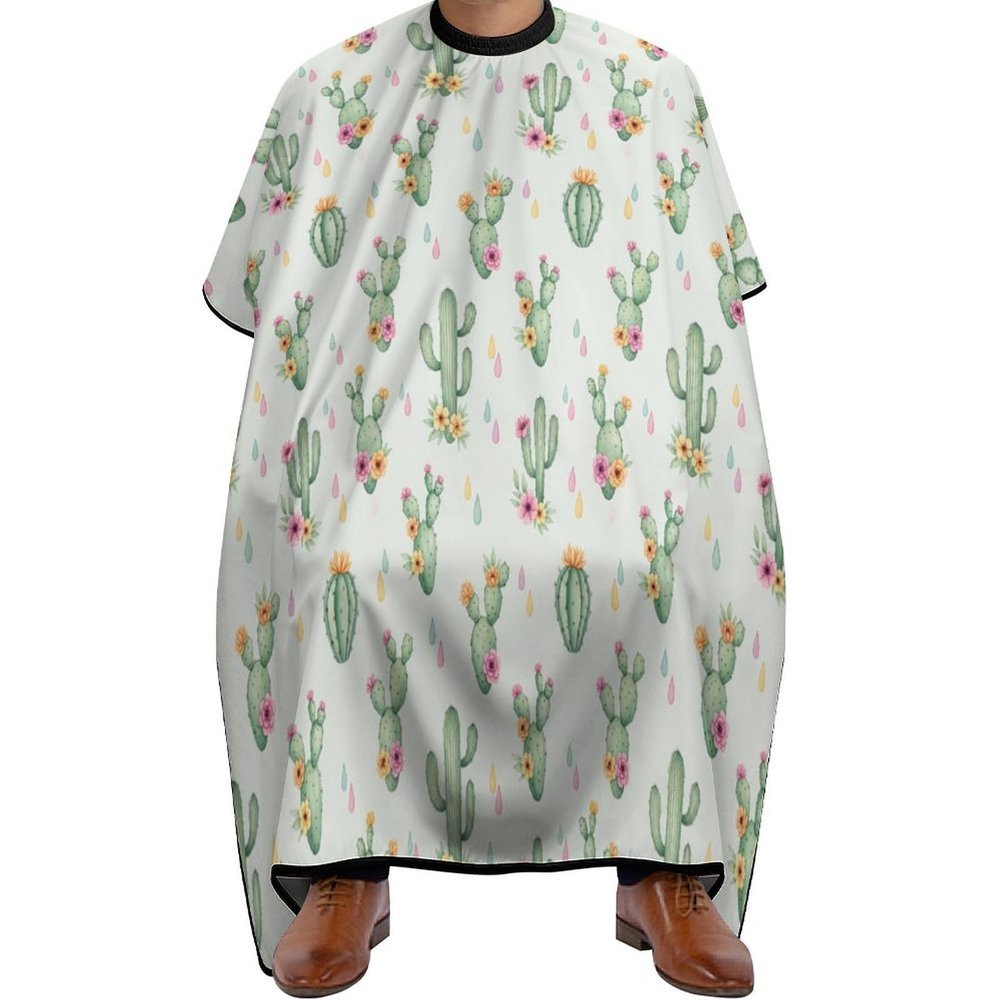 Salon-Professional Perming Cape for Adults, Anti-Static & Wrinkle Resistant, Floral Cactus for Hair Services, 55x66 Inches