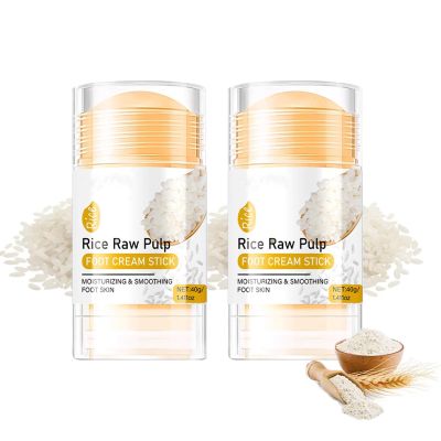 2-Pack Rice Cracked Heel Repair Balm Stick, Moisturizing Heel Stick For Cracked Feet, Foot Cream For Exfoliating Callus Remover, Easy Application, Deeply Moisturize & Soften Feet, Exfoliates Dead Skin