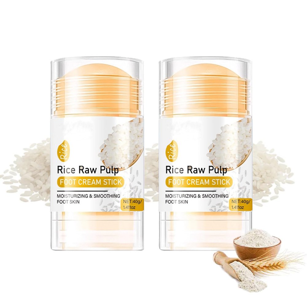 2-Pack Rice Cracked Heel Repair Balm Stick, Moisturizing Heel Stick For Cracked Feet, Foot Cream For Exfoliating Callus Remover, Easy Application, Deeply Moisturize & Soften Feet, Exfoliates Dead Skin