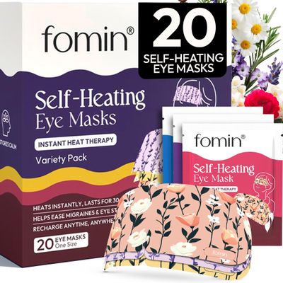 Fomin Self Heating Eye Mask- 20 Pack - Variety Pack Heated Eye Mask Warm Compress for Eyes, Disposable Self Heating Steam Mask for Home, Sleep, Spa, Travel Essentials & Relaxation Gifts for Women