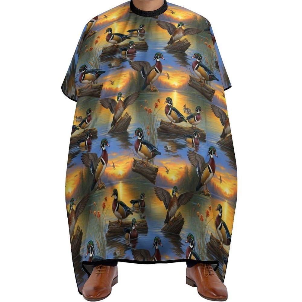 Large Perming Cape Breathable, Anti-Static Salon Apron for Men/Women, Mallard Ducks for Home Use, 66x55 Inches