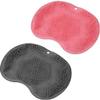 2 Pack Shower Foot Scrubber Mat with Non-Slip Suction Cups,Wall Mounted Back Scrubber Silicone Bath Massager Cushion Brush,Foot Scrubber for Use in Shower for Improve Skin Exfoliation(Pink&Grey) view 1