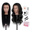 100% Real Hair Mannequin Head,TopDirect 26''Black Hairdresser Cosmetology Doll Head Styling,Manikin Heads Hairs Braiding DIY Styling with Clamp Holder and Tools Set view 1