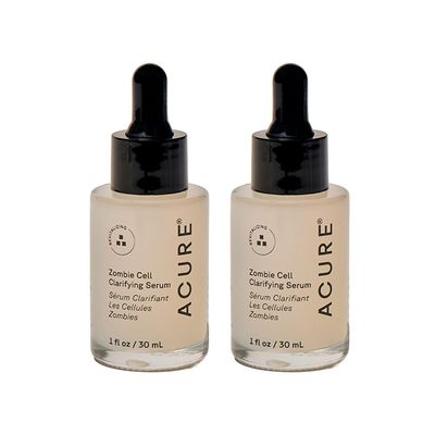 Acure Zombie Cell Clarifying Serum - Rejuvenate Face Serum with Niacinaminde & Milk Thistle, Hydrating Anti Aging Daily Treatment to Tone Skin & Boost Cell Turnover for Natural Glow - 1 fl oz (2 Pack)