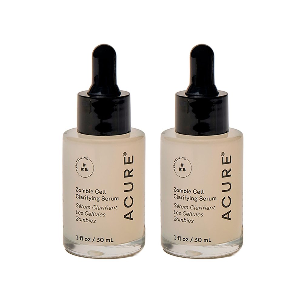 Acure Zombie Cell Clarifying Serum - Rejuvenate Face Serum with Niacinaminde & Milk Thistle, Hydrating Anti Aging Daily Treatment to Tone Skin & Boost Cell Turnover for Natural Glow - 1 fl oz (2 Pack)