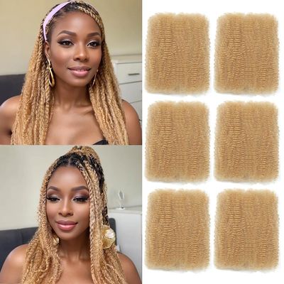 Afro Kinkys Bulk Human Hair 18 Inch Afro Kinky-Curly Human Hair Bulk for Twist Dreadlock Extensions Locs Repair Soft 4C Curly for Braids 6 Bundles 105 Gram Honey Blonde#