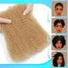Afro Kinkys Bulk Human Hair 18 Inch Afro Kinky-Curly Human Hair Bulk for Twist Dreadlock Extensions Locs Repair Soft 4C Curly for Braids 6 Bundles 105 Gram Honey Blonde# view 3