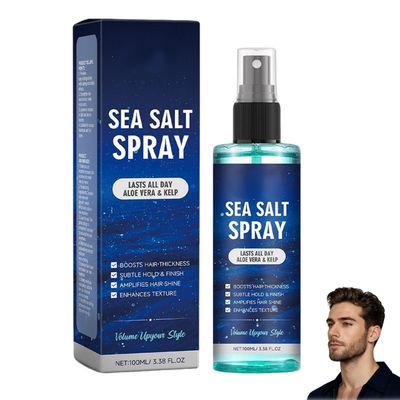 VSDFAW Sea Salt Spray for Hair Men, Styling Spray With Kelp, Aloe Vera Adds Instant Texture, Thickness, & Light Hold Suitable For Dry & Wet Hair(3.38floz) (1Pcs)