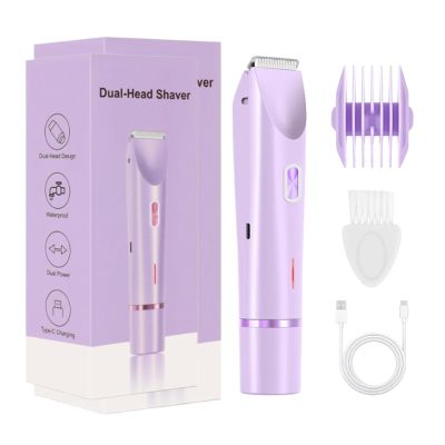 2 in 1 Women Electric Shaver Double Head | Bikini Trimmer for Women | Waterproof Beauty Shaver | Removable and Washable | for Pubic Skin Legs Intimate Travel Underarm