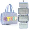 Apxouans Hanging Toiletry Bag for Women Chenille Letter Travel Cosmetic Bag Fashion Stripes Water-resistant Makeup Bag for Store Toiletries Cosmetic Accessories Large Capacity Blue view 1