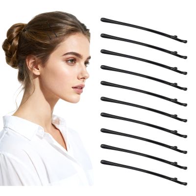 100 PCS Curved Hair Pins for Women - Black Flat Bobby Hairpins with Ball Tips, Elegant Hair Pins, Non-slip Decorative Long Short Women Girls Nickel Free Hairdressing Wedding Accessories