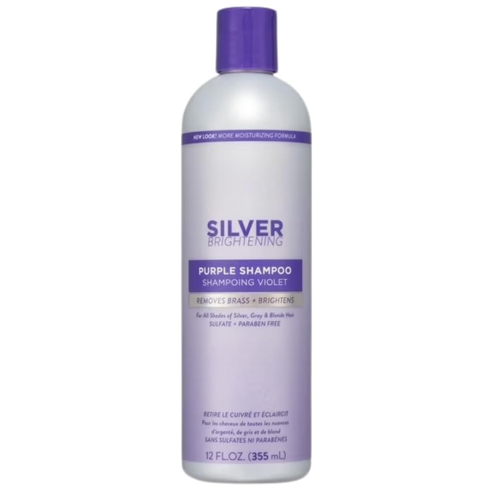 Silver Brightening Purple Shampoo for Grey, Silver and Blonde Hair, Sulfate & Paraben Free, 12 Fl Oz