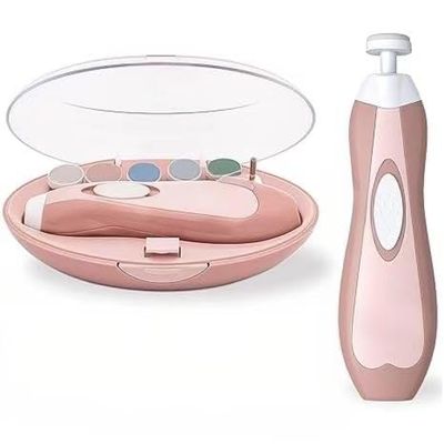 Baby Electric Nail Trimmer, 6 in 1 Rechargeable Baby Nail Clippers, 6 Grinding Heads, Silent LED Light, Non-Slip Button, Comfortable Hand Feel, Suitable for Toddlers, Babies or Adults(Pink)