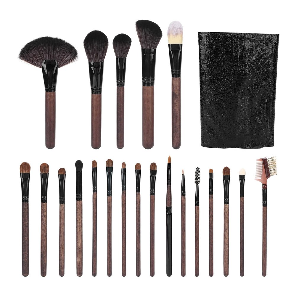 21pcs Makeup Brush Set, Cosmetic Brush Kit, Wooden Handle Eyeshadow Blush Brush with Storage, Soft Brush Hair for Makeup Application, Includes