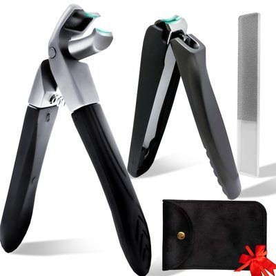 3 in 1 Fingernail & Toenail Clippers Set,9mm Wide-Opening Large Toenail Clippers With Catcher,Splash-Proof Fingernail Clippers for Men, suitable for seniors toenail clippers for thick nails