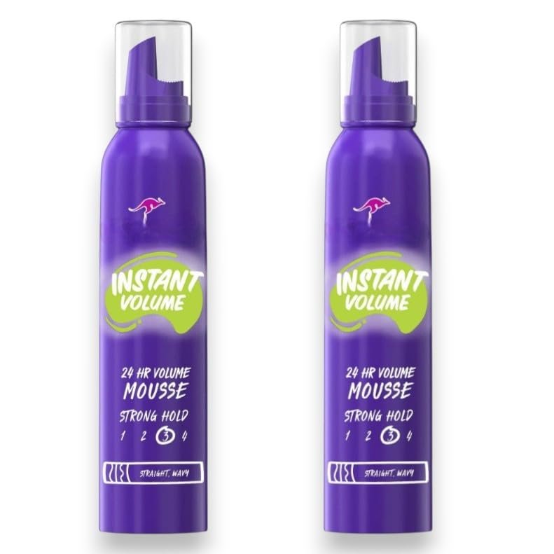 Au~ssie Instant Volume Mousse with Australian Jojoba Oil and Sea Kelp, 24-Hour Lightweight Hold Volumizing Hair Styling Product, 6 oz, Pack of 2