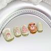 24Pcs Christmas Press on Nails Short Square Elk Fake Nails Handwork Glue on Nails Green Cute Acrylic Nails for Women Christmas Nail Decoration Supplies view 2