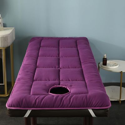 Purple,60 * 185cm(T),LDLCYCN Spa Massage Table Pad Beauty Salon Mattress Pad with Elastic Band Breathable Spa Bed Pad with Face Hole Lash Bed Cushion Cover for Spa Tattoo Table Beauty Salon Bed