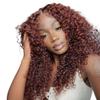 wigs Orange Brown 13x6 Deep Curly Short Bob Human Hair Wigs 13x4 Water Wave Lace Frontal Bob Wigs Reddish Brown 5X5 Lace Closure Wigs hairpiece(13x6x1Wig 180Density,ORANGE BROWN_26INCHES) view 3