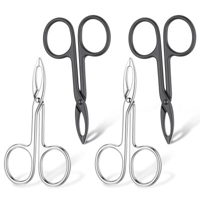 4 Pcs Scissor Tweezers Tweezer for Women Facial Hair Flat Straight Tip Brow Scissors Portable Beauty Tool for Plucking Plucker Facial Care
