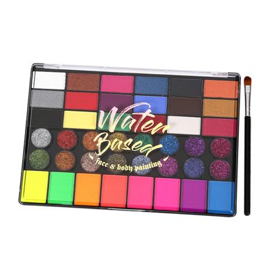 HAKIDZEL Color Water-soluble Face Paint Kit with Brush Non-toxic Safe Makeup Pigments for Adults Quick-dry Bright Colors for Halloween Sports Parties and Creative Face Painting
