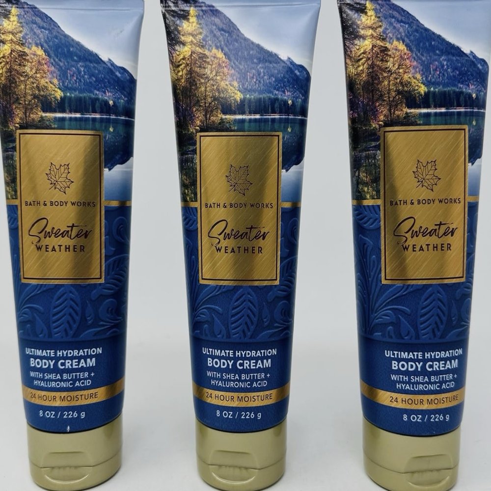3 SWEATER WEATHER ULTIMATE HYDRATION BODY CREAM LOTION bath and body 8 oz