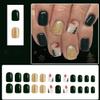 24Pcs Christmas Press on Nails Short Square Xmas Tree Fake Nails Holiday Glue on Nails Gold Glitter Acrylic Nails for Women Christmas Nail Decoration Supplies view 2