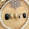 24Pcs Christmas Press on Nails Short Square Xmas Tree Fake Nails Holiday Glue on Nails Gold Glitter Acrylic Nails for Women Christmas Nail Decoration Supplies view 3