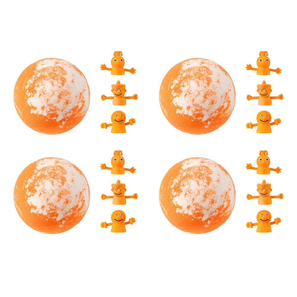 Moily Kids Bath Bomb Gift Set with Assorted Surprise Thumb Toys Handmade with Gentle Plant Oils 4Pcs Orange One Size