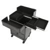 Fufiea Rolling Makeup Case with Wheels  Large 7-Compartment Rolling Train Case for Makeup, Hair Tools & Jewelry  20kg Capacity  Lockable, Pull Rod & Smooth Wheels  Black view 4