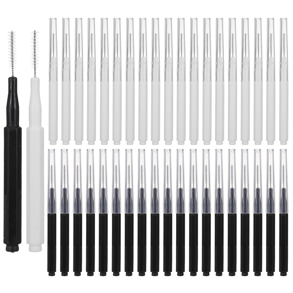 50 PCS Lamination Spoolies, Brow Lamination Brushes for Eyebrows, Disposable Micro Brushes for Brow, Spoolies for Eyebrows and Eyelashes (Black, White)