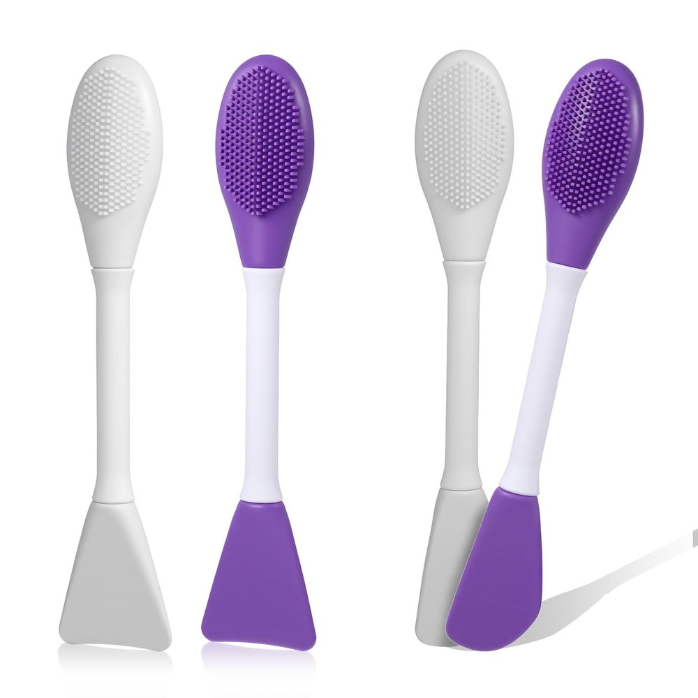 4 PCS Facial Scrubber Silicone Pore Cleaning Brush Pore Facial Brushes Silicone Face Scrubber Brush for Applying Face Mask Exfoliation, Blackhead Removal, Makeup Removal, Skin Care, Massage
