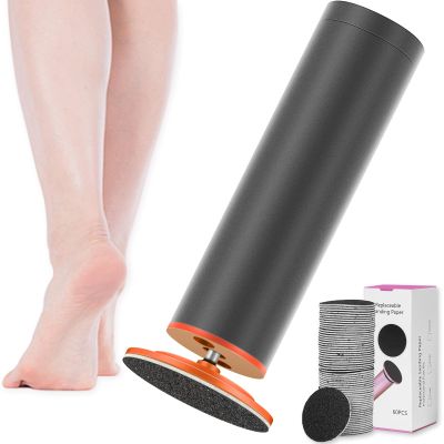 Dermawave Electric Foot File Callus Remover for Feet, Professional Foot Scrubber Sander Grinder for Dead Skin Cracked Heel, Pedicure Tool with 60 Sandpaper Discs for Men & Women
