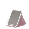 7.28 * 5.71 * 1.3in LED Portable Foldable Mirror with Light for Makeup, Suitable for Desk Lighting, Made of Leather Case. (Pink with Light) view 1