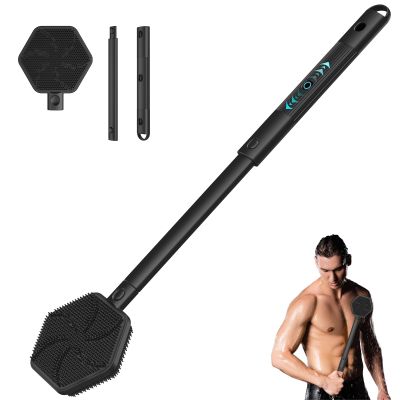 Back Scrubber for Shower, 24in Adjustable Handle Body Brush, Double Sided Shower Brush for Shower Exfoliating and Massage Can Produce Rich Foam, Long Handle Back Scrubber for MenHexagon