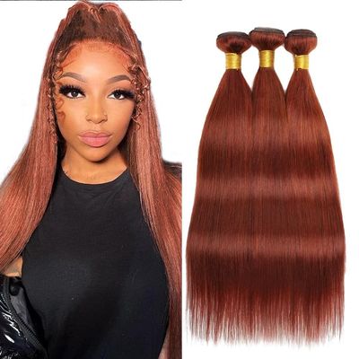 Luxvogue Reddish Brown 33 Human Hair Bundles 20 22 24 Inch Straight Wave Bundles Human Hair Unprocessed 11A Brazilian Virgin Soft Quick Weave for Black Women