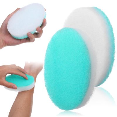 2 Pack Exfoliating Sponge - White Sided Exfoliating Face Scrubber, Green Sided Body Bath Sponge, Reusable Facial Body Cleansing Sponges for Removing Dead Skin Dirt & Makeup