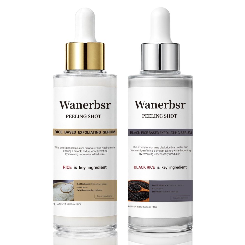 Peel Shot Exfoliant Rice Ampoule Duo  White & Black Rice Extract Face and Body Peeling & Pore Care  For Hydration Serum All Skin Types