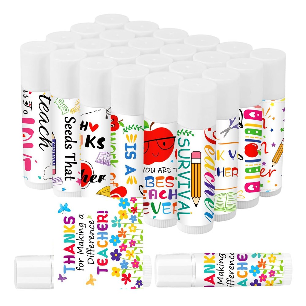 50 Pack Valentines Teacher Appreciation Gifts Bulk Lip Balms Teacher Staff Team Valentines Day Thank You Gift Valentines Day Gifts for Women Men Volunteer School Classroom Teacher Gifts(Cute)
