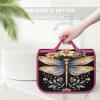 CASOWAT Dragonfly Travel Toiletry Bag for Women Portable Hanging Organizer for Travel-Sized Shampoo Makeup Toothbrushes view 3